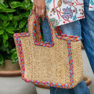 Piece of Mind Jute Shopper with Plaited Trim